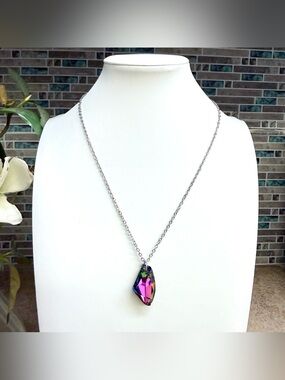 Sparkling Aurora Borealis abstract crystal lnecklace